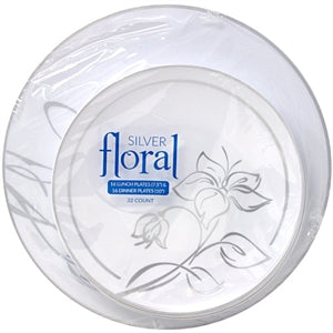 Plates Combo Silver Floral 32pk